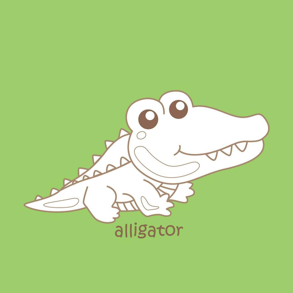 alfabet en för alligator ordförråd skola lektion tecknad serie digital stämpel översikt vektor