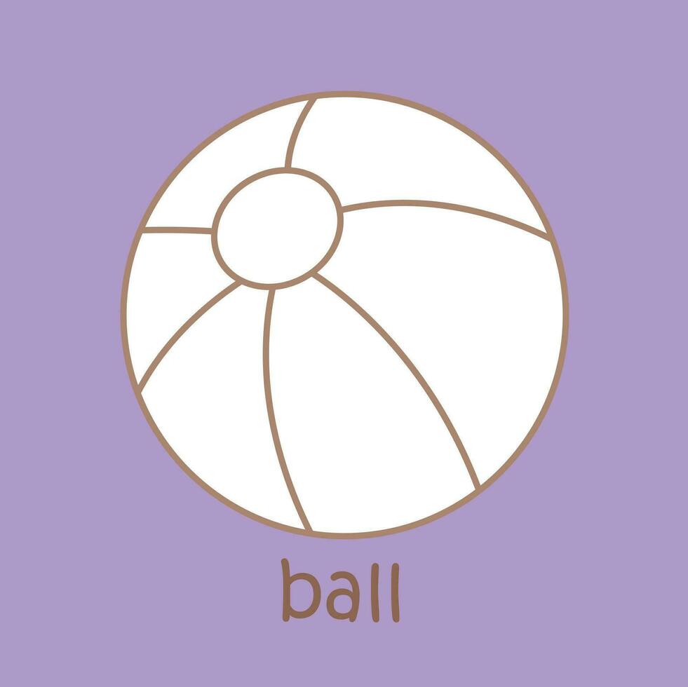 Alphabet b zum Ball Wortschatz Lektion Schule Karikatur Digital Briefmarke Gliederung vektor