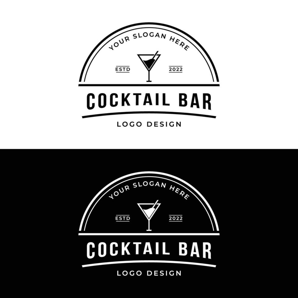 Prämie Qualität Cocktail Alkohol trinken Logo Design mit Jahrgang Stil. Logo zum Bar, Restaurant, Kneipe, Geschäft, Abzeichen. vektor
