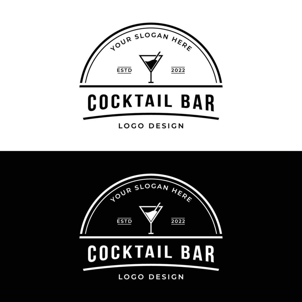 premie kvalitet cocktail alkohol dryck logotyp design med årgång stil. logotyp för bar, restaurang, pub, företag, bricka. vektor