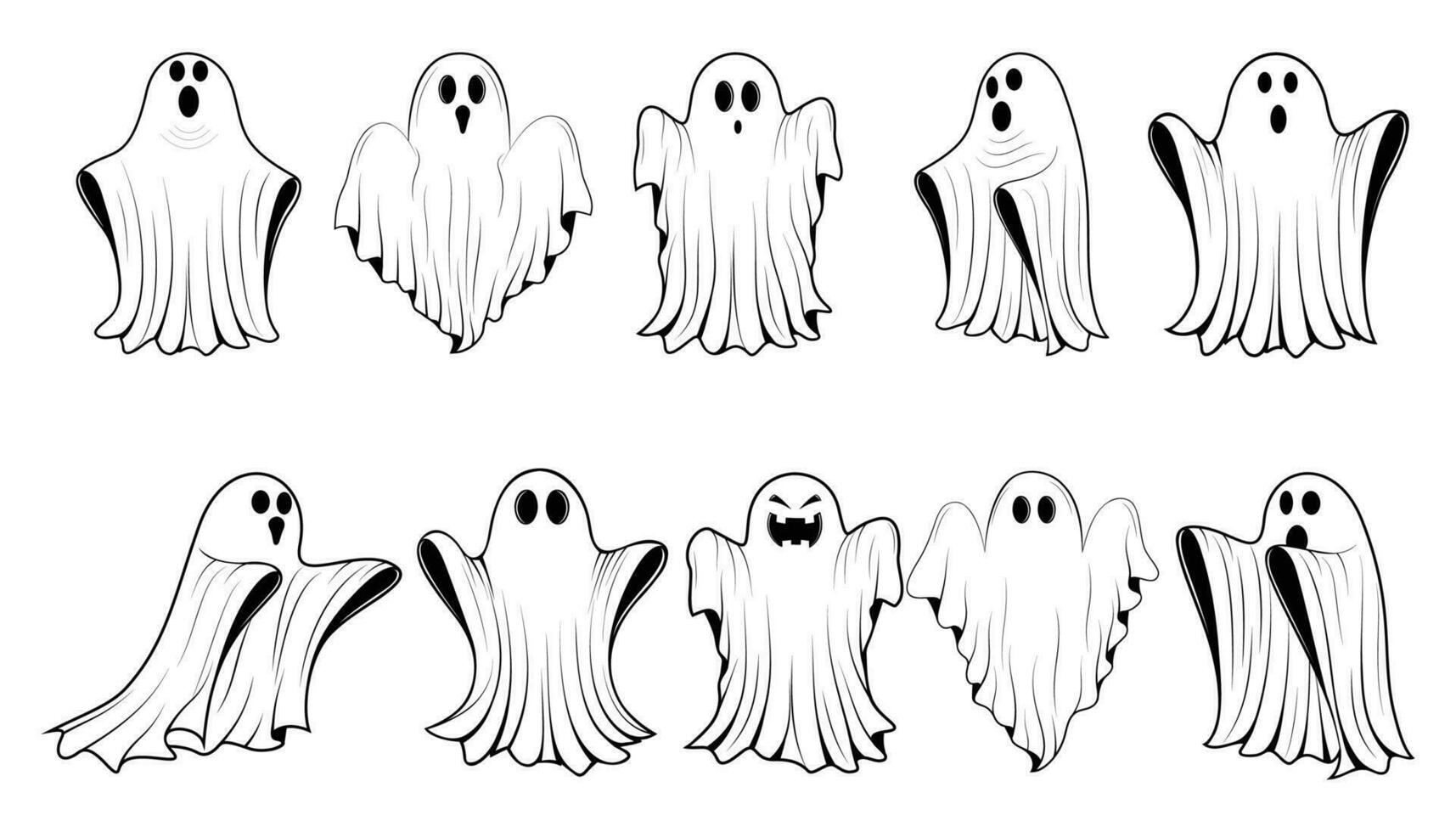 uppsättning av söt halloween spöken illustration vektor