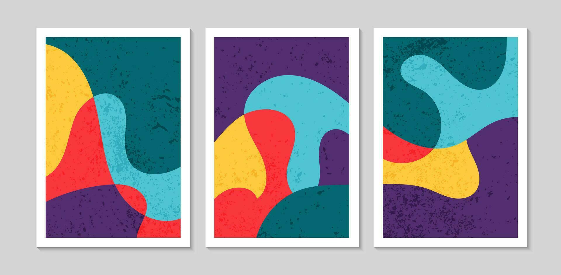 uppsättning av abstrakt samtida mitten århundrade posters med abstrakt former. design för tapet, bakgrund, vägg dekor, omslag, skriva ut, kort. modern boho landskap minimalistisk konst. vektor illustration.