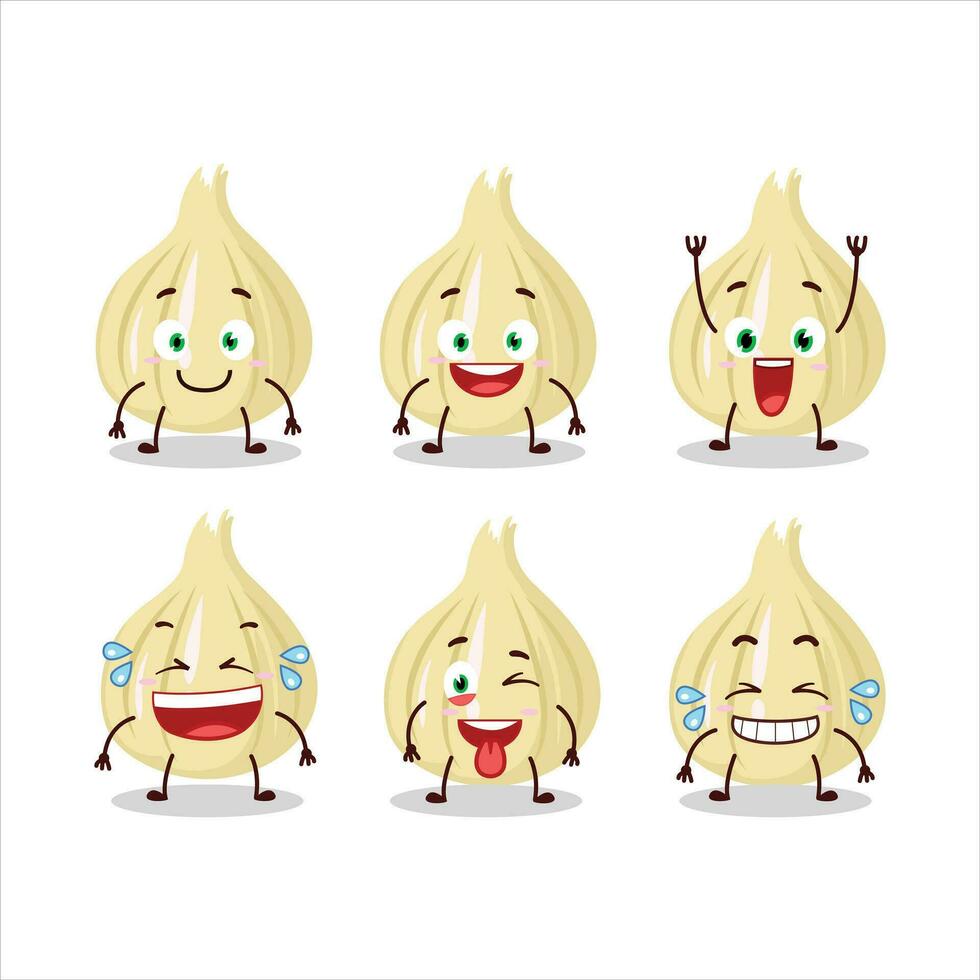 tecknad serie karaktär av ny vitlök med leende uttryck vektor