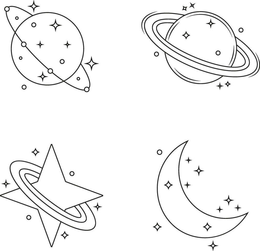 kosmisch Jahrgang minimalistisch Form. modisch Linie Kunst mit Stern. isoliert Vektor