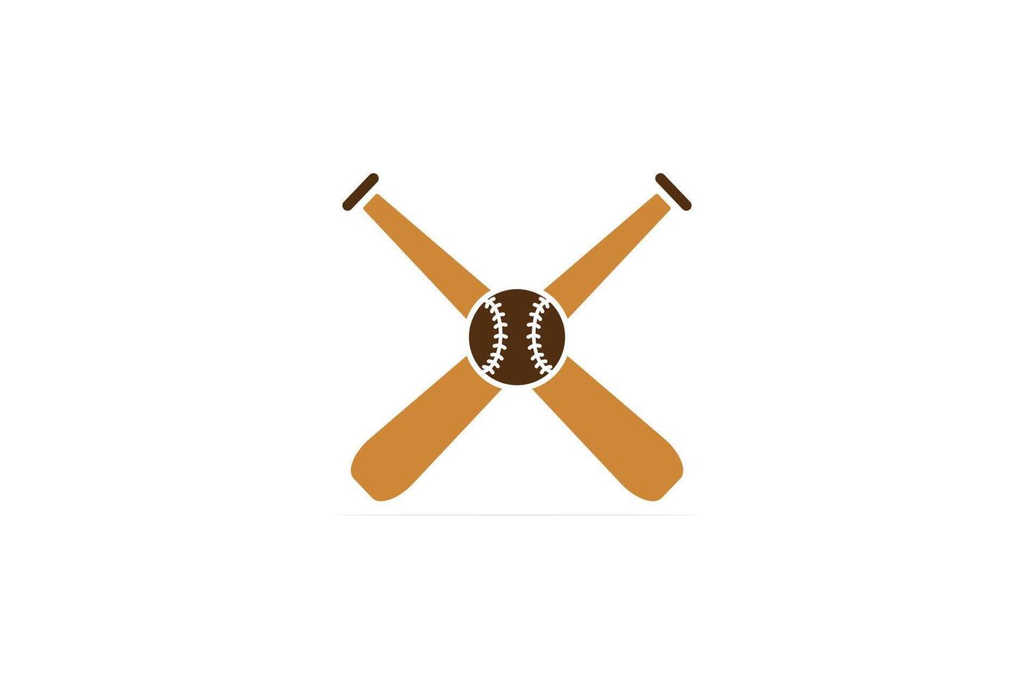 Baseball mit Stöcke im Kreuz Zeichen Vektor Logo Design. Sport Objekt Symbol Konzept. Baseball Sport Logo Symbol.