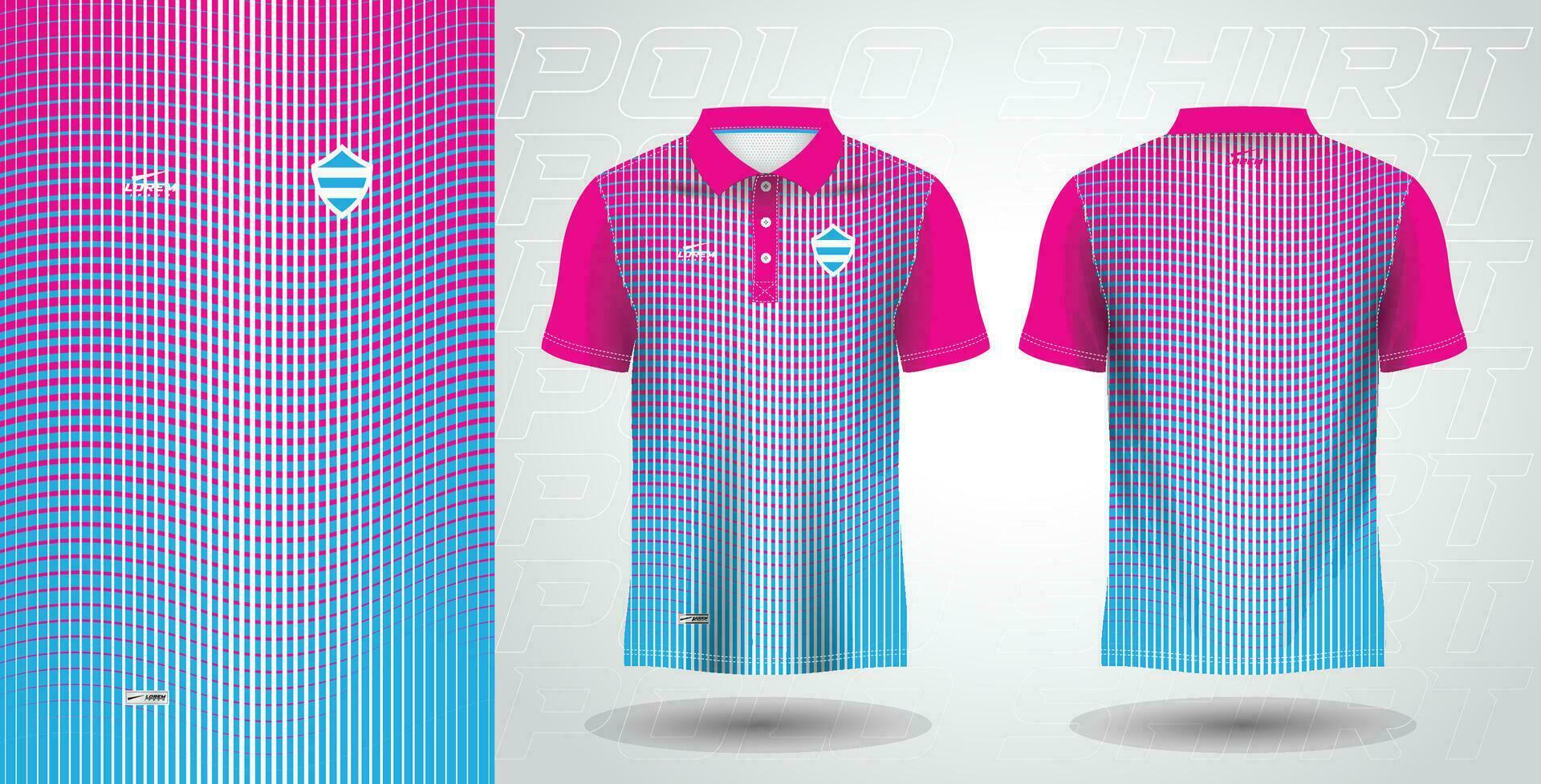 blå rosa polo sport skjorta sublimering jersey mall design attrapp vektor