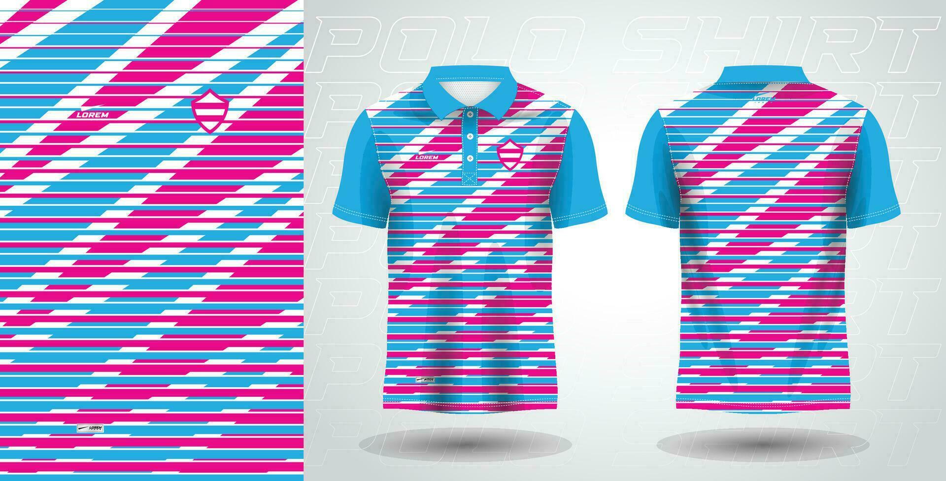 blå rosa polo sport skjorta sublimering jersey mall design attrapp vektor