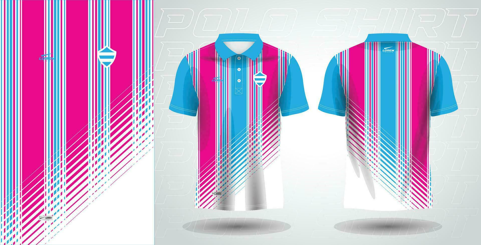 Blau Rosa Polo Sport Hemd Sublimation Jersey Vorlage Design Attrappe, Lehrmodell, Simulation vektor
