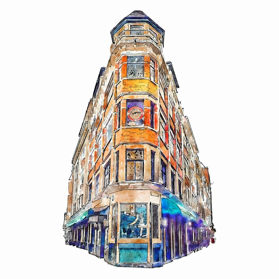 die Architektur London vereinigt Königreich Aquarell Hand gezeichnet Illustration isoliert auf Weiß Hintergrund vektor