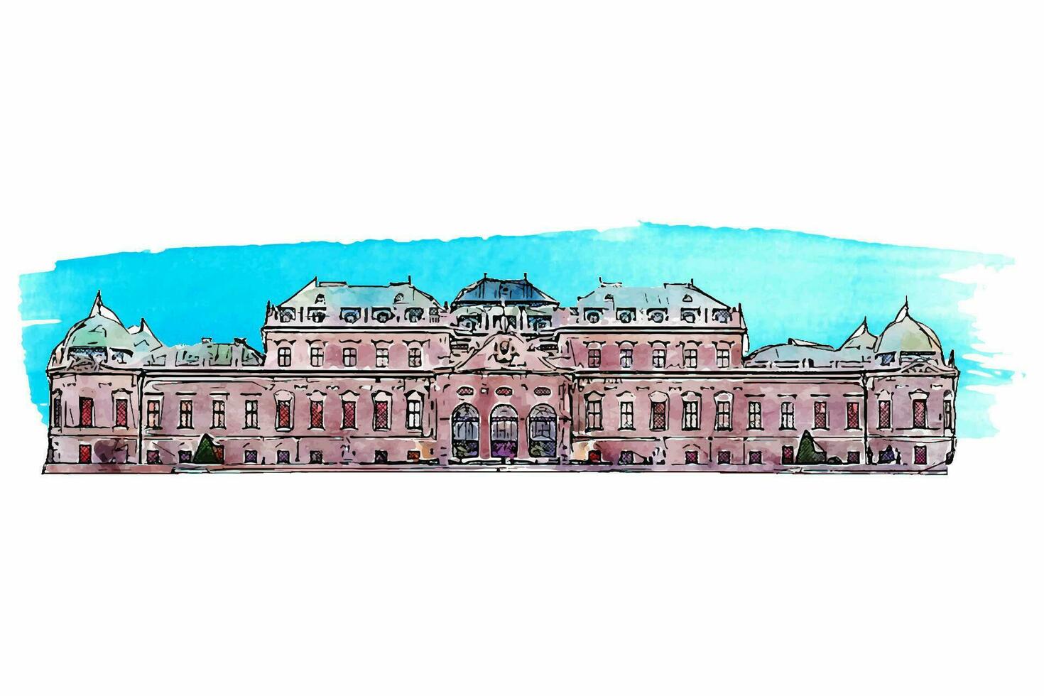 wien Wien Aquarell Hand gezeichnet Illustration isoliert auf Weiß Hintergrund vektor