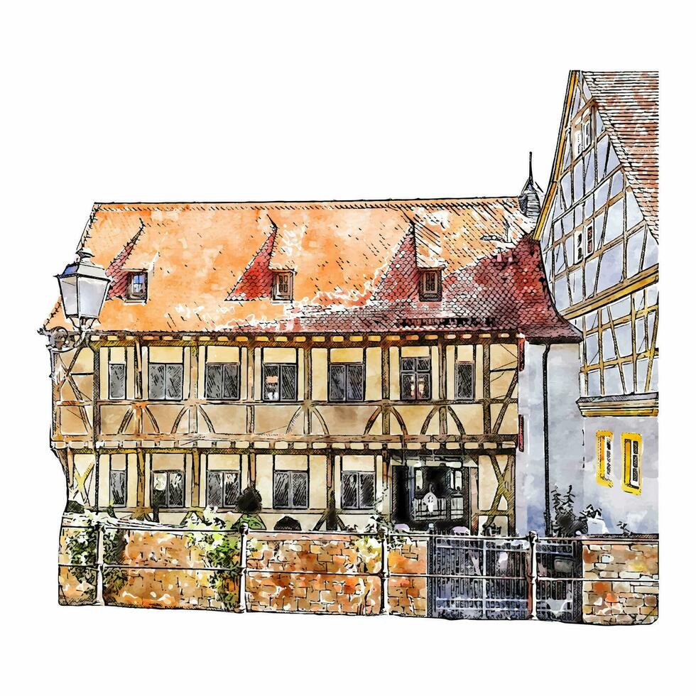 die Architektur Deutschland Aquarell Hand gezeichnet Illustration isoliert auf Weiß Hintergrund vektor