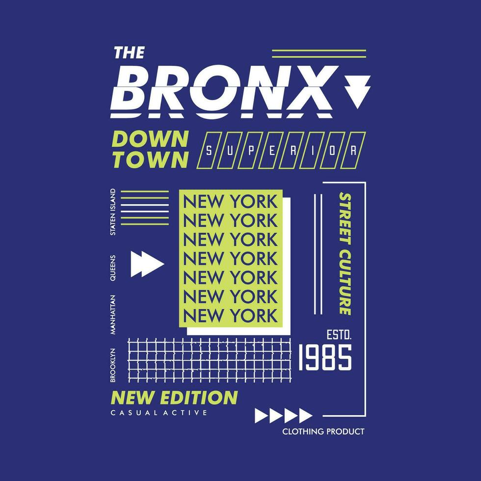 de bronx ny york stad, text ram, grafisk t skjorta design, typografi vektor, illustration, tillfällig stil vektor