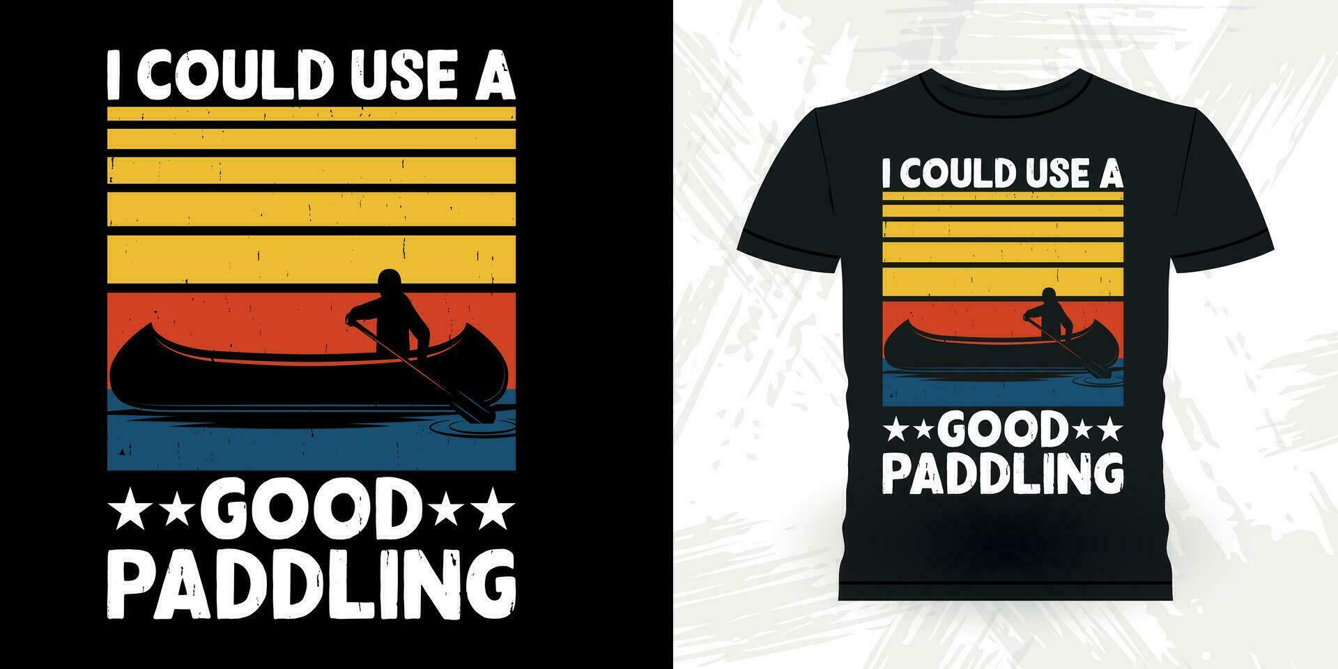 rolig paddling båt retro årgång Kajakpaddling t-shirt design vektor