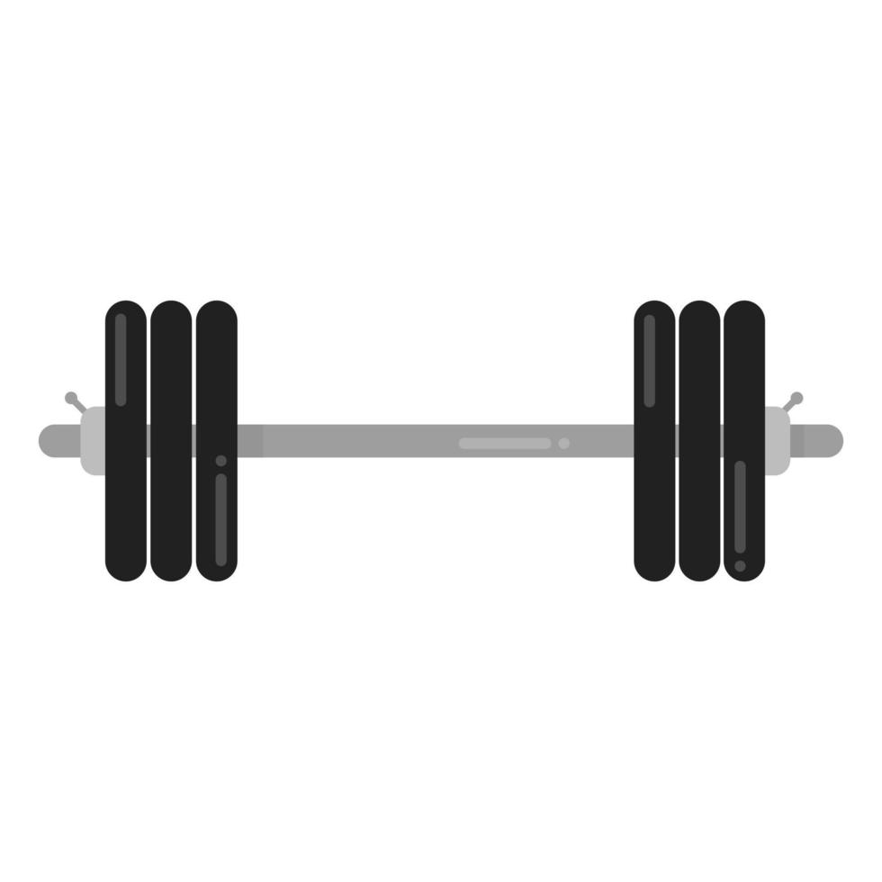 Fitness-Studio oder Fitness Langhantel Flat Style Design Vector Illustration Icon Zeichen isoliert auf weißem Hintergrund. Symbol für den Gewichthebersport oder Fitnessgeräte.