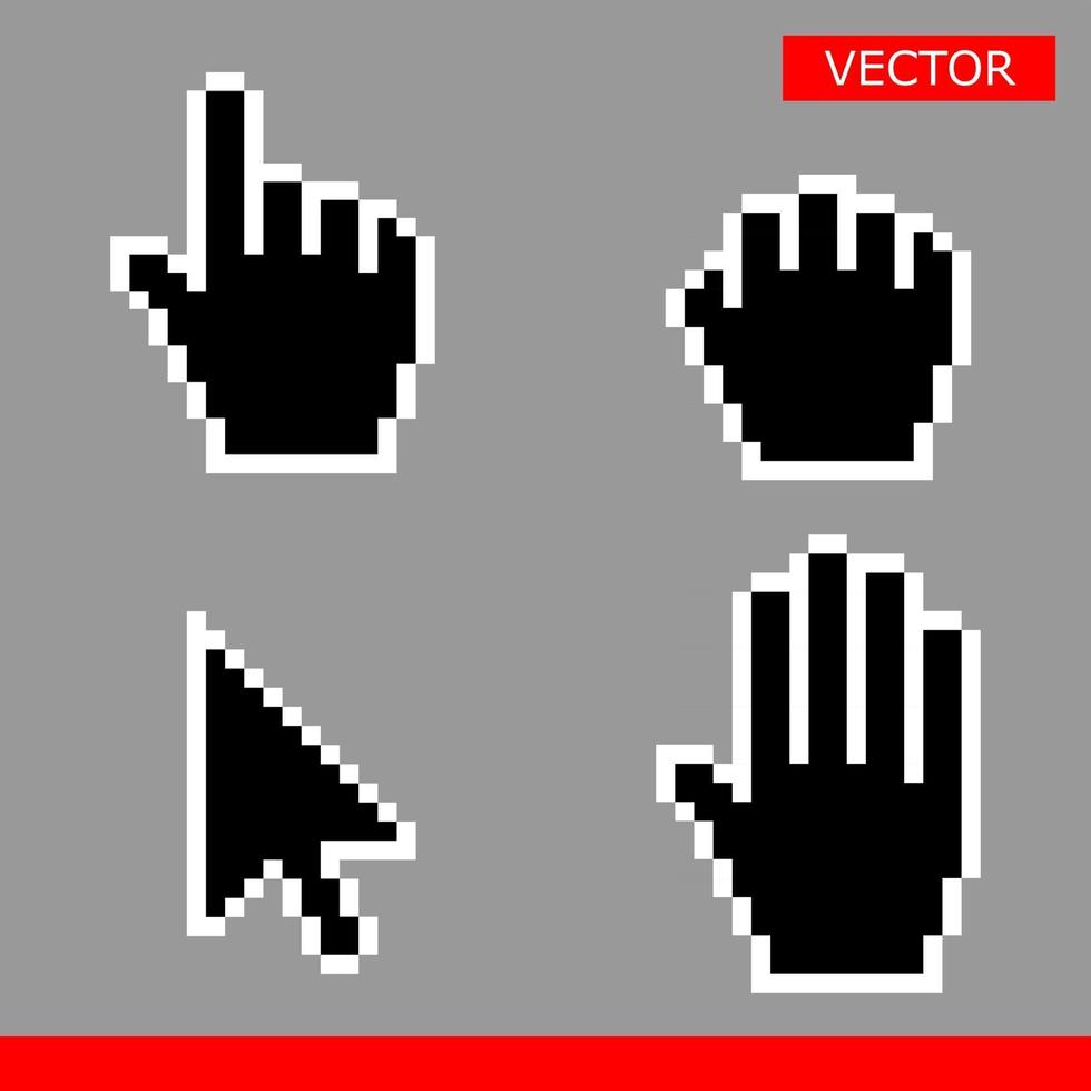 hand markörer ikon vit vektor illustration set