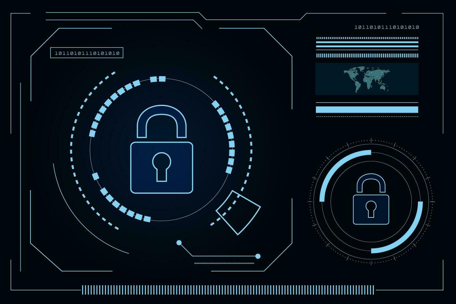 Konzept der Cybersicherheitstechnologie, Schild mit Schlüssellochsymbol, persönliche Daten, vektor