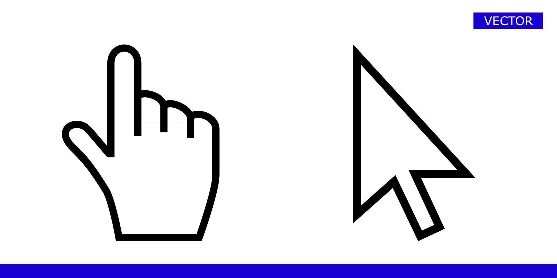 vit pil och finger handpekare med rundade vinklar ikoner vektorillustration uppsättning isolerad på vit bakgrund vektor