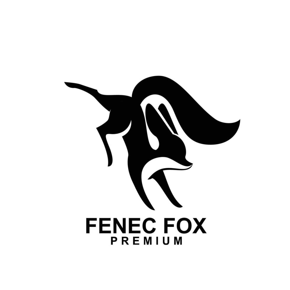 fennec Fuchs Logo Symbol Design Illustration Negativ schwarz Weiß vektor