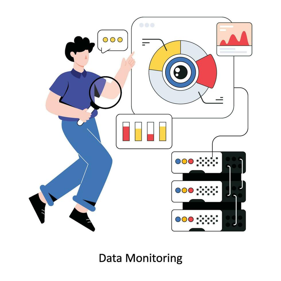 Daten Überwachung eben Stil Design Vektor Illustration. Lager Illustration