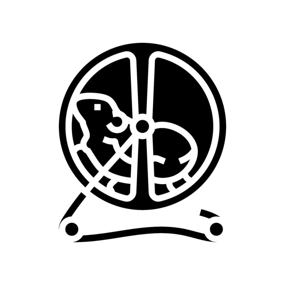 Hamster im Rad Haustier Glyphe Symbol Vektor Illustration