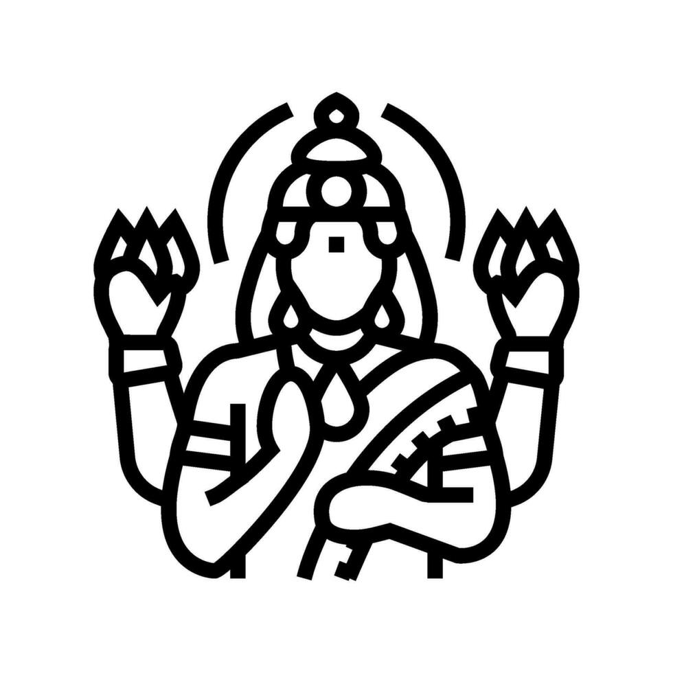 Lakshmi Gott indisch Linie Symbol Vektor Illustration