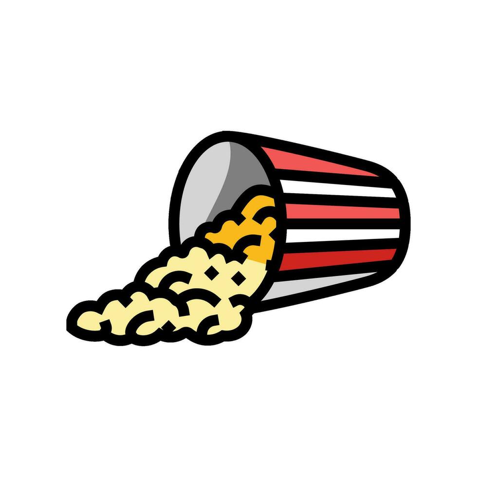 Eimer Popcorn gestreift Box Farbe Symbol Vektor Illustration