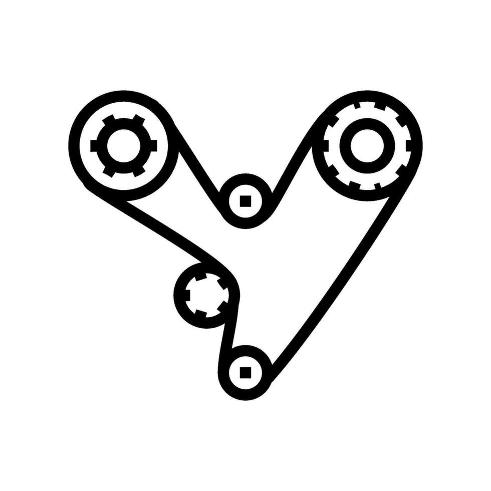 zeitliche Koordinierung Gürtel Auto Mechaniker Linie Symbol Vektor Illustration