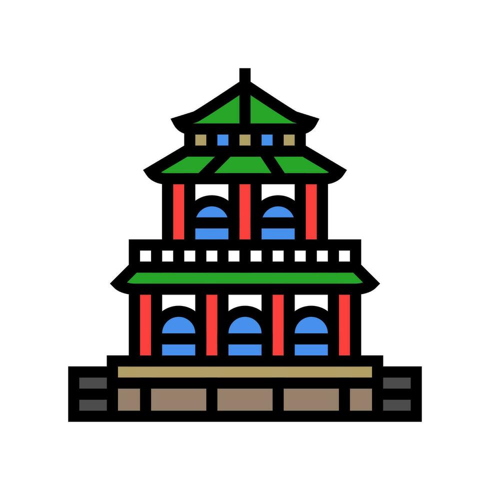 Taoist Tempel Taoismus Farbe Symbol Vektor Illustration