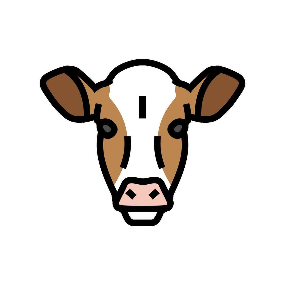 Kuh Kopf Bauernhof Farbe Symbol Vektor Illustration