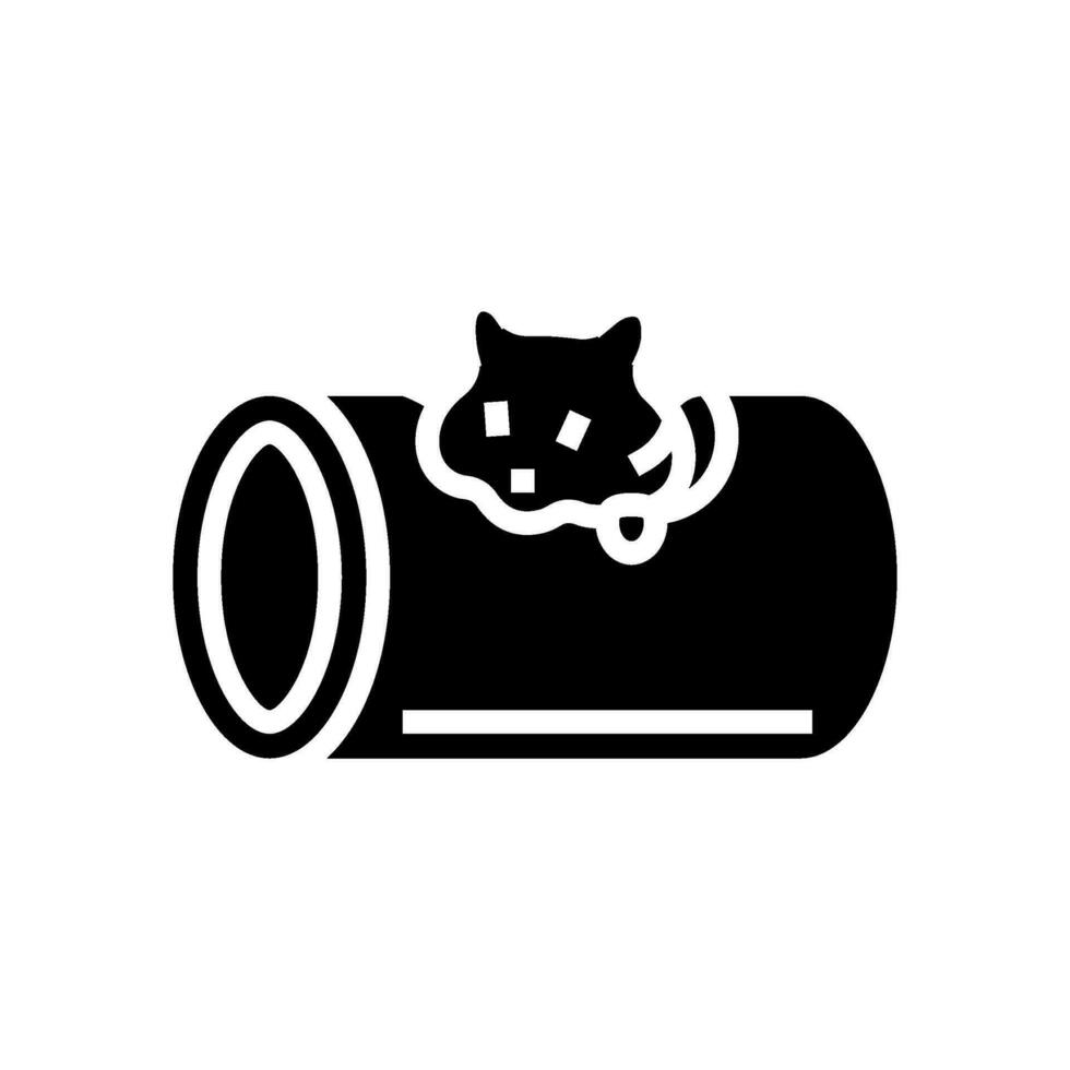 Hamster im Tunnel Haustier Glyphe Symbol Vektor Illustration