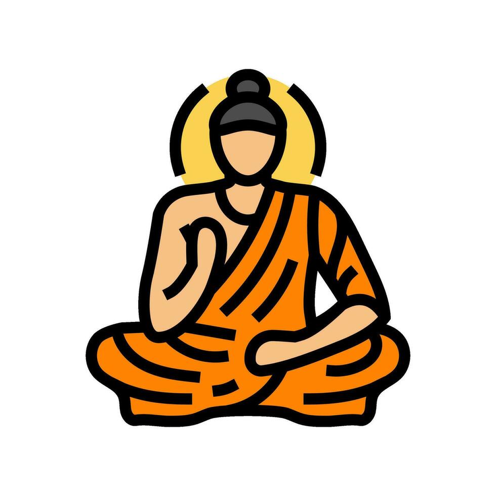 buddha siddhartha gautama Färg ikon vektor illustration