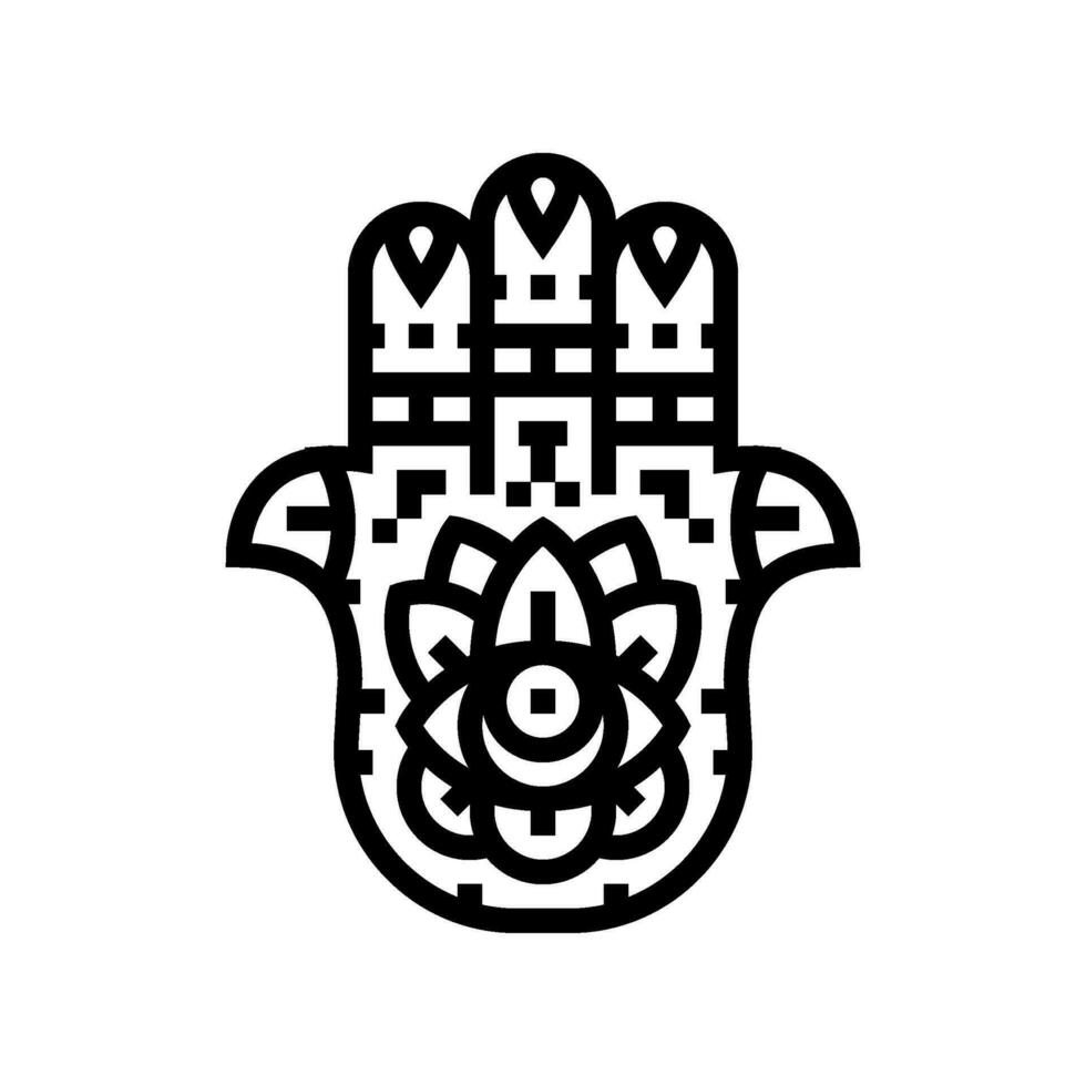 hamsa Hand Islam Muslim Linie Symbol Vektor Illustration