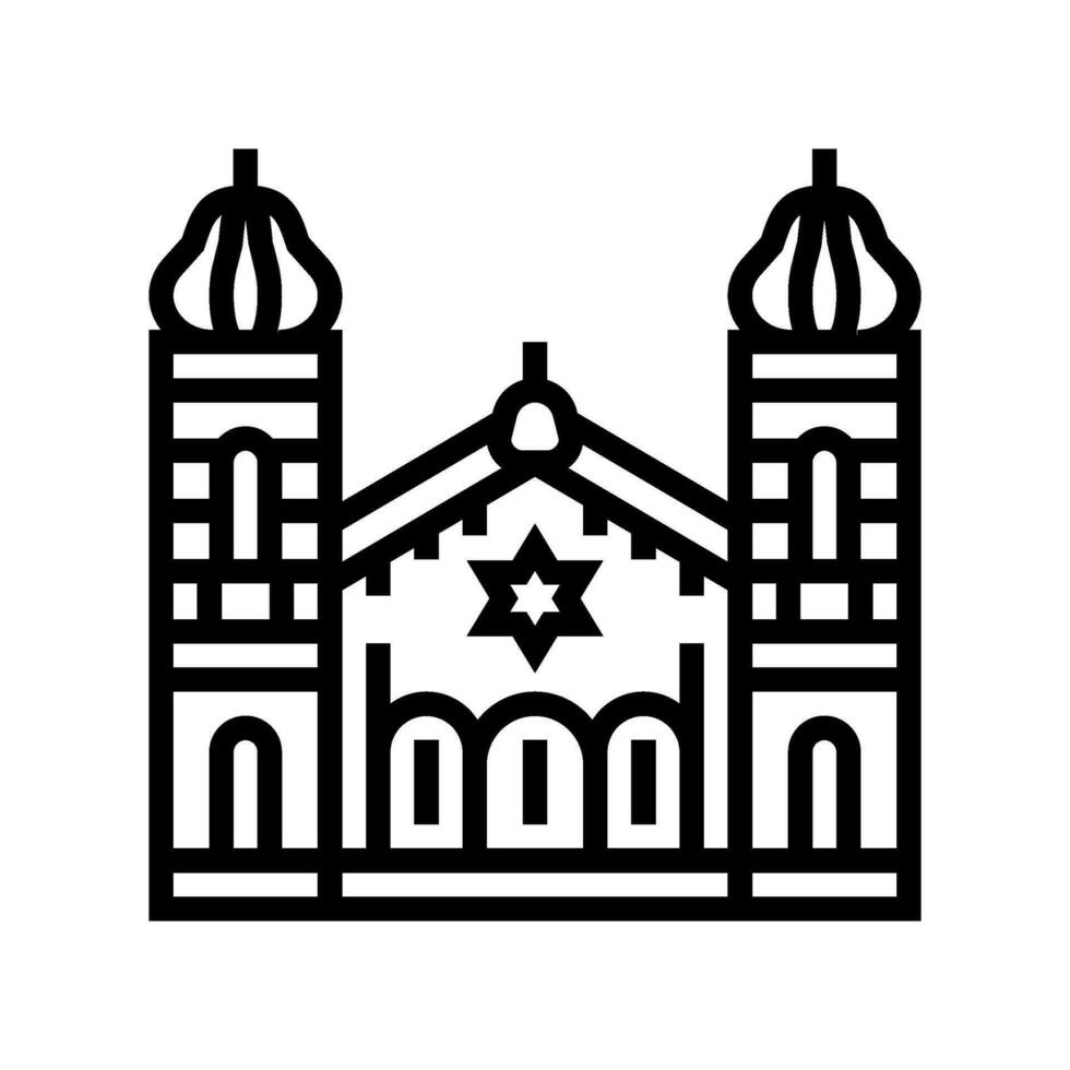 Synagoge Gebäude jüdisch Linie Symbol Vektor Illustration