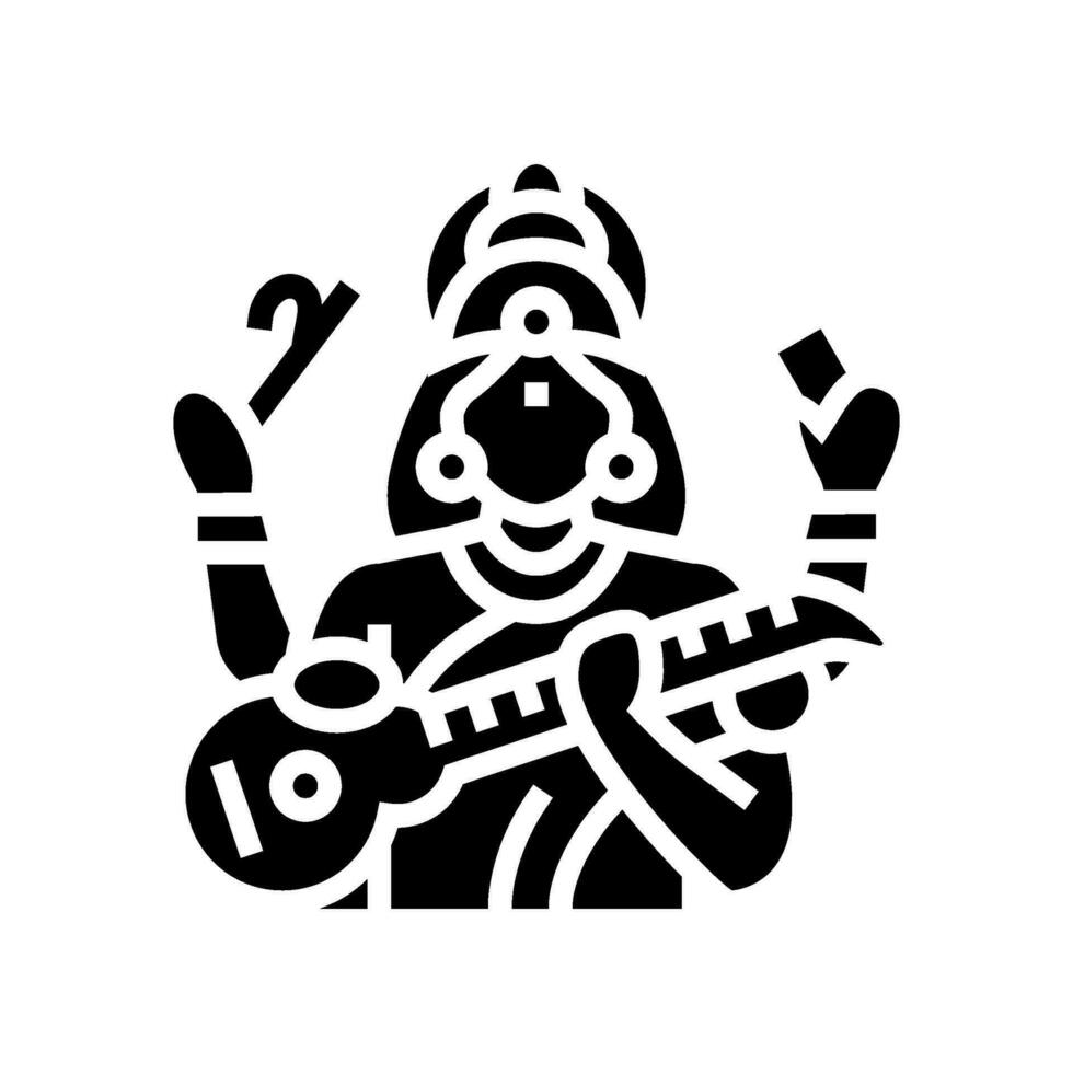 saraswati Gud indisk glyf ikon vektor illustration