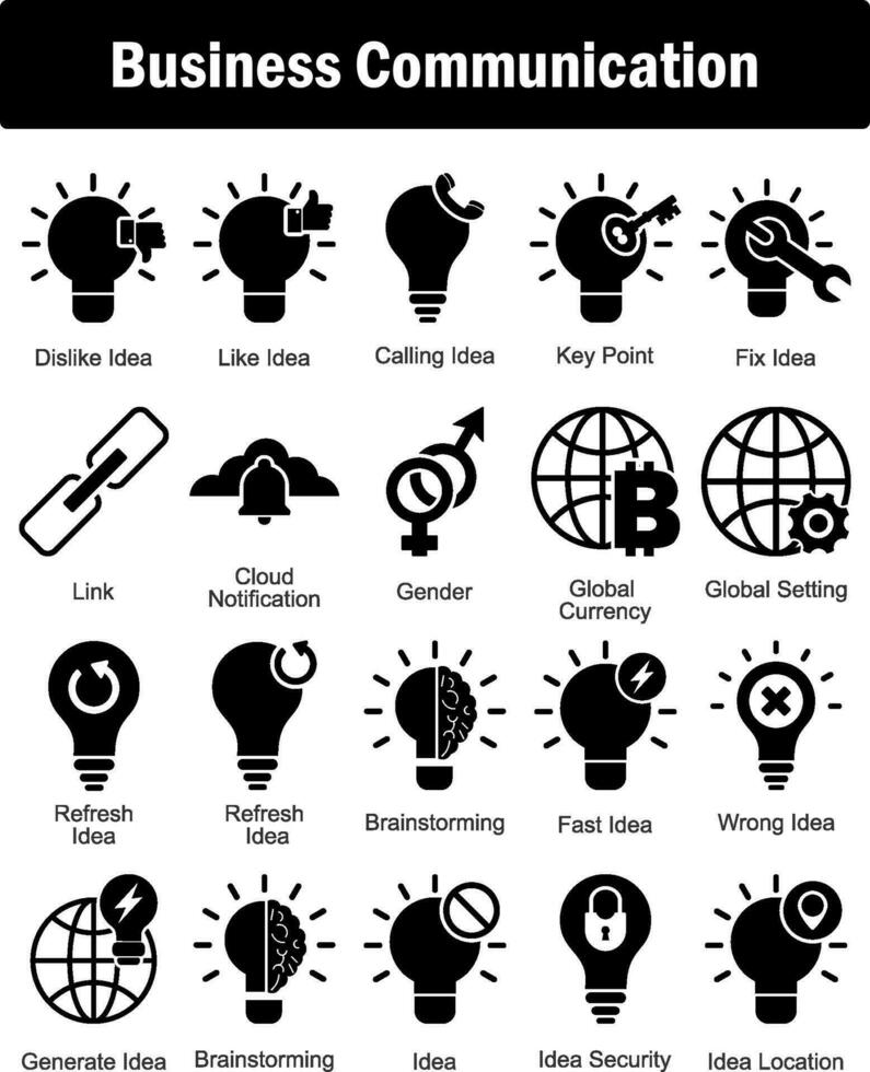 en uppsättning av 20 företag ikoner som motvilja aning, tycka om aning, kallelse aning vektor