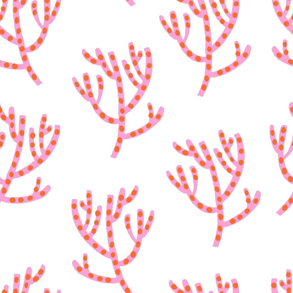 söt vektor sömlös mönster med röd koraller på vit bakgrund. korall rev mönster
