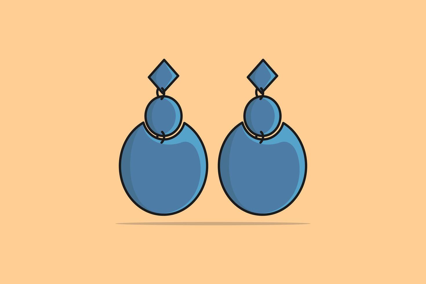 Frauen stilvoll Schmuck Ohrringe Vektor Illustration. Schönheit Mode Objekte Symbol Konzept. Platz Box gestalten Frauen Ohrringe Schmuck Vektor Illustration.