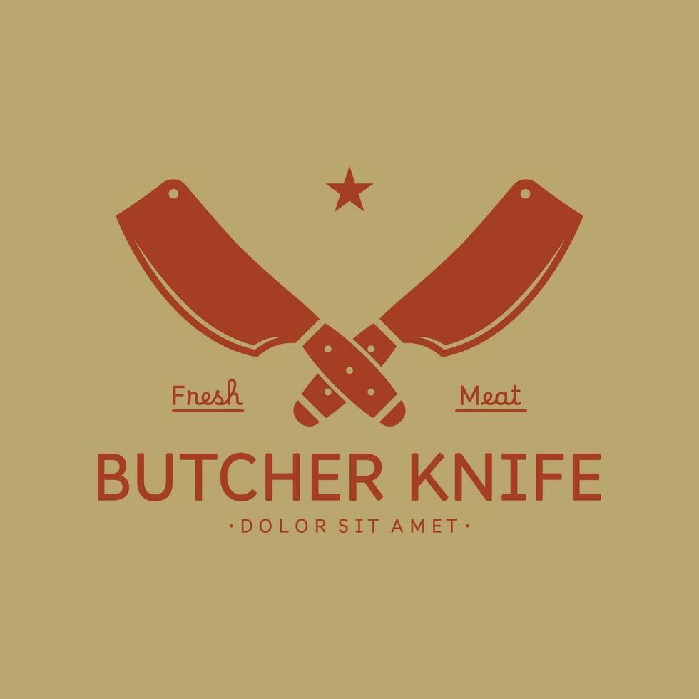 slaktare kniv årgång logotyp mall. vektor