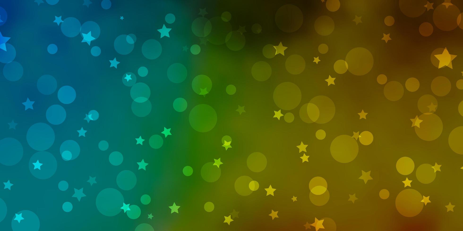 ljusblå, gul vektormall med cirklar, stjärnor. färgglad illustration med lutningspunkter, stjärnor. mönster för trendigt tyg, tapeter. vektor