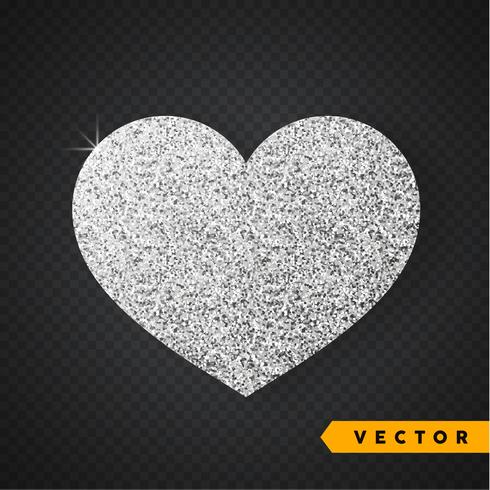 Vektor Silver glitter hjärta. Valentinsdag Vector Sparkles och Glitters. Holiday Design.