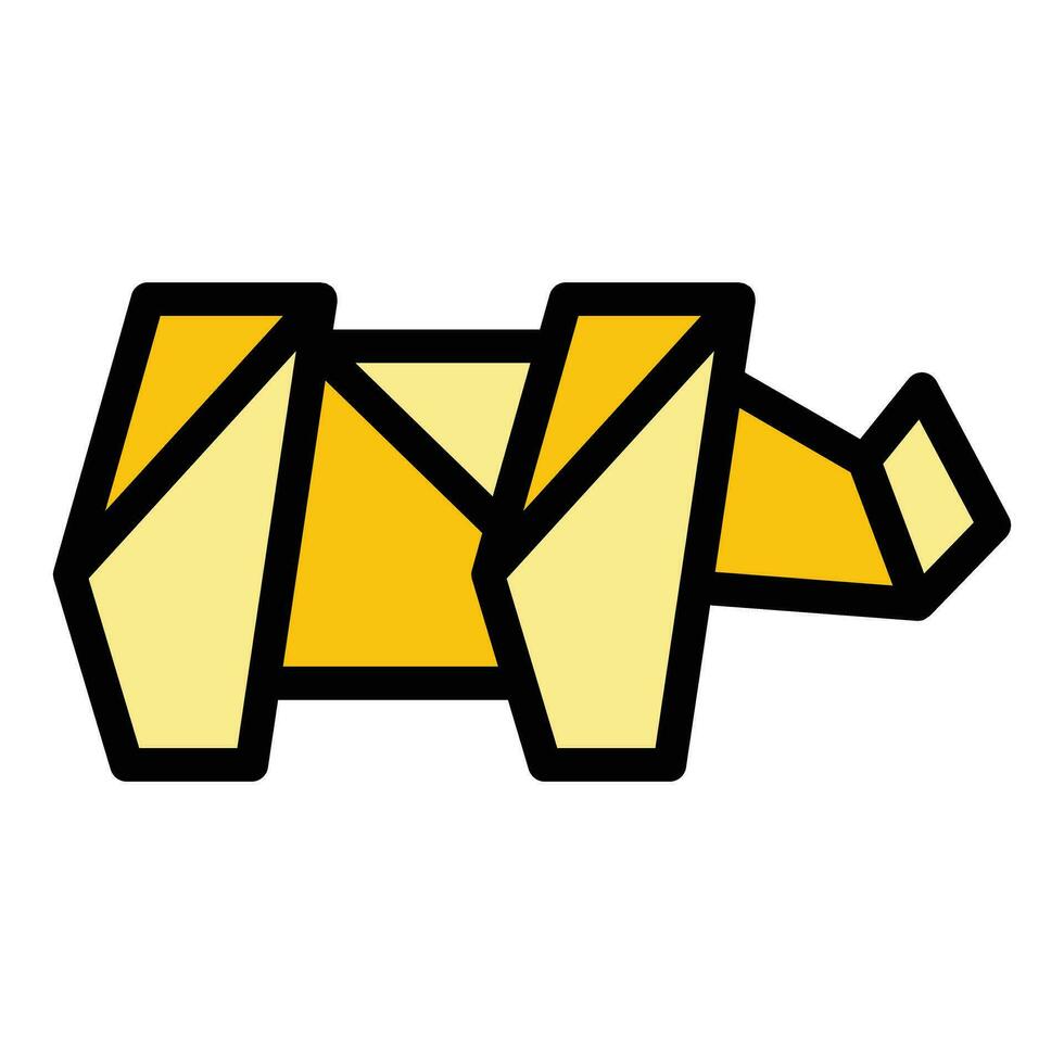 origami noshörning ikon vektor platt