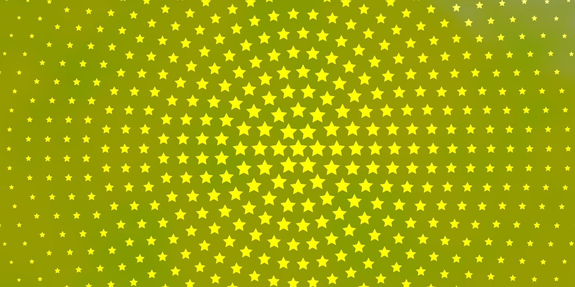 hellgrüne, gelbe Vektortextur mit schönen Sternen. leuchtende bunte Illustration mit kleinen und großen Sternen. Muster für Websites, Zielseiten. vektor