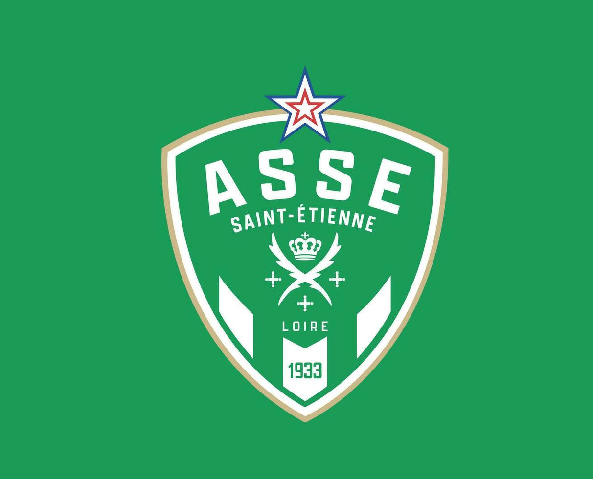 helgon etienne klubb logotyp symbol ligue 1 fotboll franska abstrakt design vektor illustration med grön bakgrund