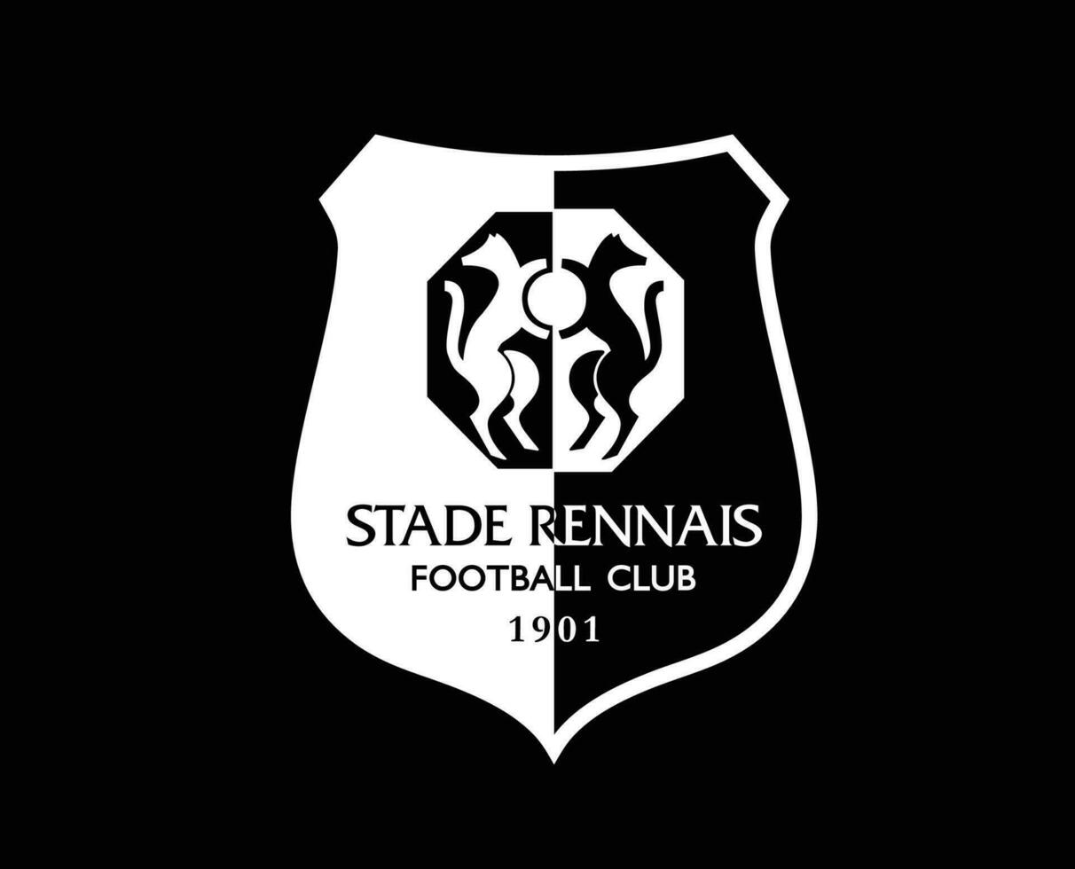 stade rennais fc klubb logotyp symbol vit ligue 1 fotboll franska abstrakt design vektor illustration med svart bakgrund