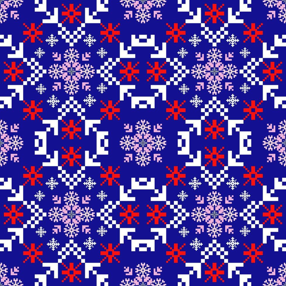 Blumen- Kreuz Stich Stickerei auf Weiß hintergrund.geometrisch ethnisch orientalisch nahtlos Muster traditionell.aztekisch Stil abstrakt Vektor illustration.design zum Textur, Stoff, Kleidung, Verpackung, Sarong.