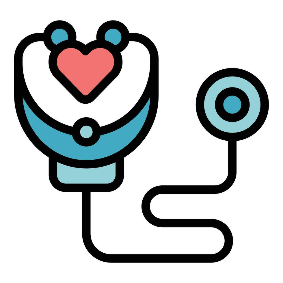 hjärta stetoskop ikon vektor platt