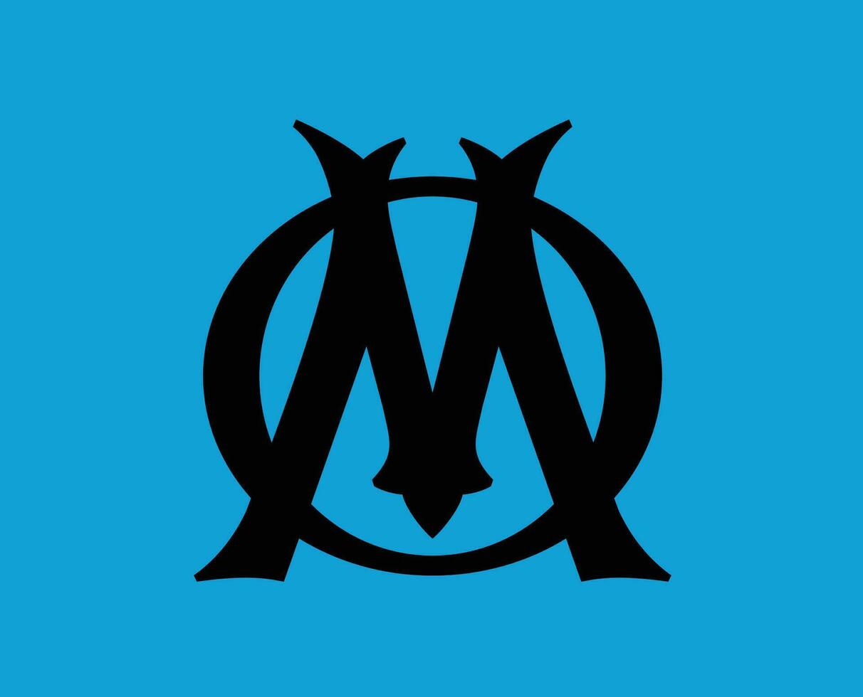 olympisch de marseille Verein Symbol Logo schwarz Liga 1 Fußball Französisch abstrakt Design Vektor Illustration mit Blau Hintergrund