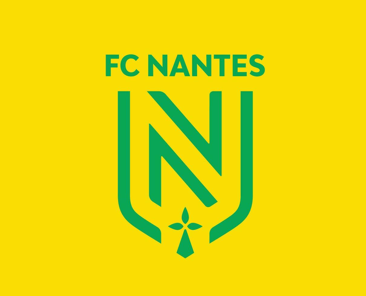 fc nantes logotyp klubb symbol grön ligue 1 fotboll franska abstrakt design vektor illustration med gul bakgrund