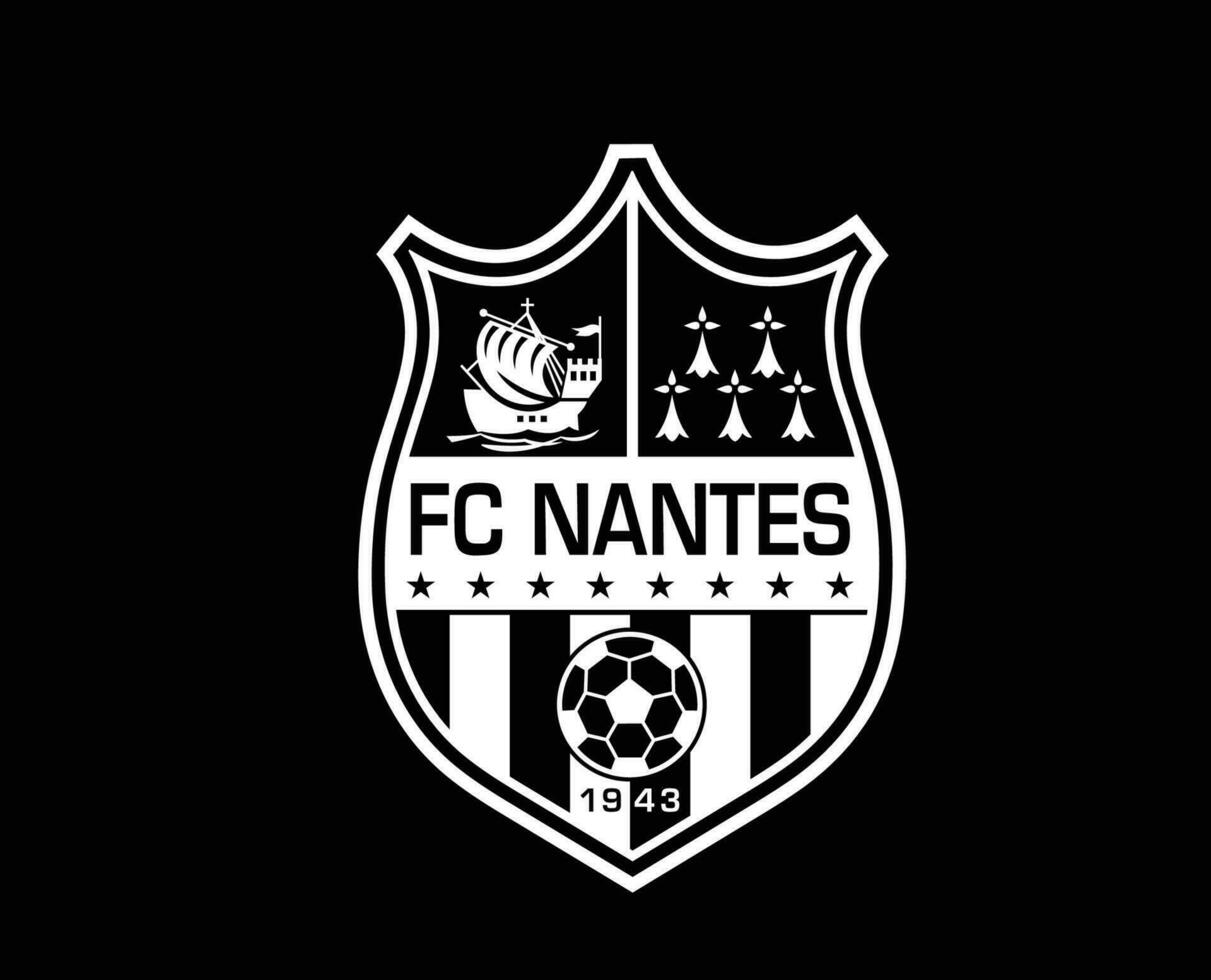 fc nantes klubb symbol logotyp vit ligue 1 fotboll franska abstrakt design vektor illustration med svart bakgrund