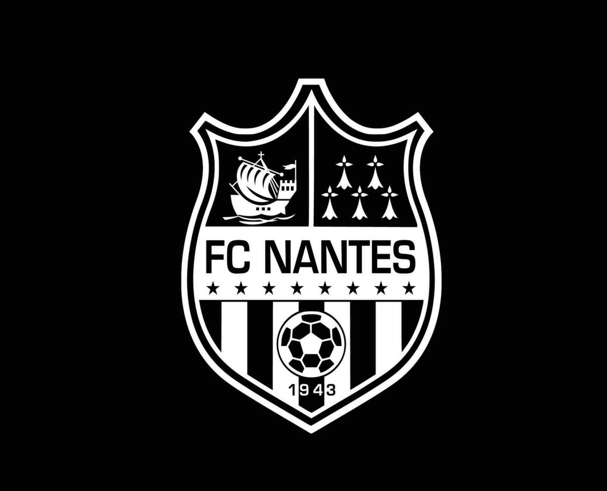 fc nantes klubb logotyp symbol vit ligue 1 fotboll franska abstrakt design vektor illustration med svart bakgrund